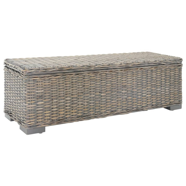 Caja de almacenaje madera caoba gris y ratán Kubu natural 110cm D