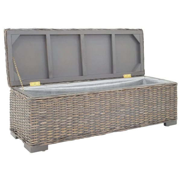 Caja de almacenaje madera caoba gris y ratán Kubu natural 110cm M 4
