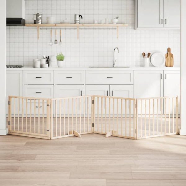 Puerta para perros plegable 4 paneles madera de álamo 320 cm D