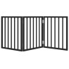 Puerta para perros plegable 3 paneles madera álamo negra 150 cm 4