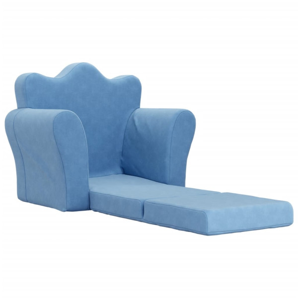 Sofá cama infantil felpa suave azul M 4