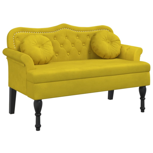 Banco con cojines terciopelo amarillo 120.5x65x75 cm M 2