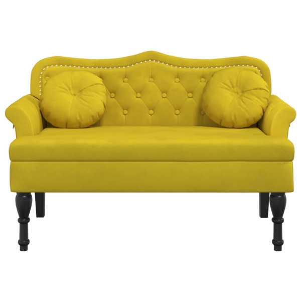 Banco con cojines terciopelo amarillo 120.5x65x75 cm M 3