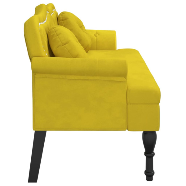 Banco con cojines terciopelo amarillo 120.5x65x75 cm M 4