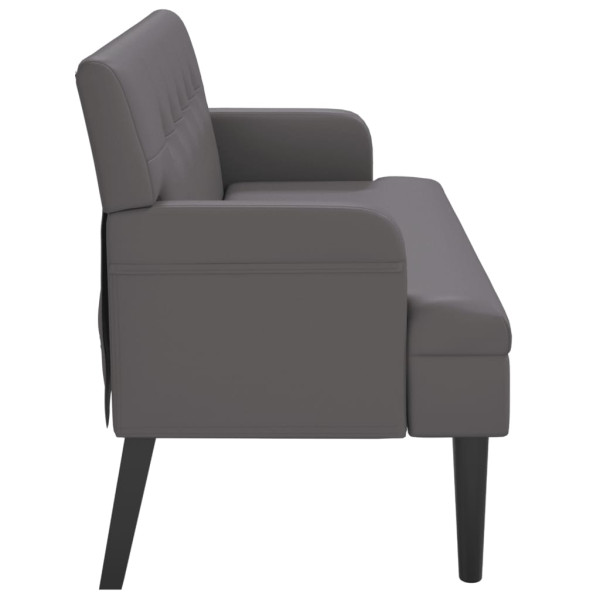 Banco con respaldo cuero sintético gris 112x65.5x75 cm M 4