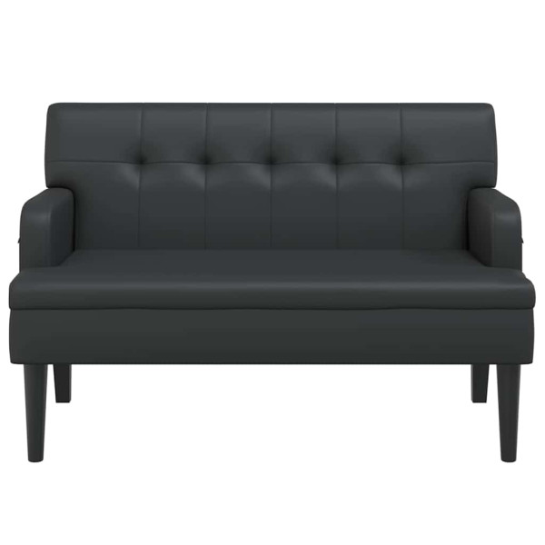 Banco con respaldo cuero sintético negro 112x65.5x75 cm M 4
