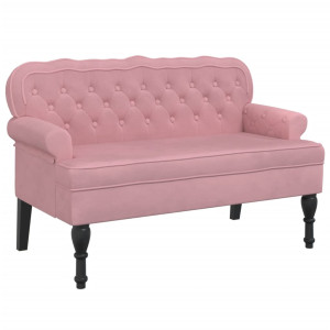 Banco con respaldo terciopelo rosa 119.5x64.5x75 cm H