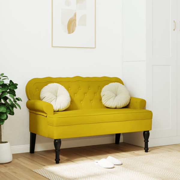 Banco con respaldo terciopelo amarillo 119.5x64.5x75 cm D