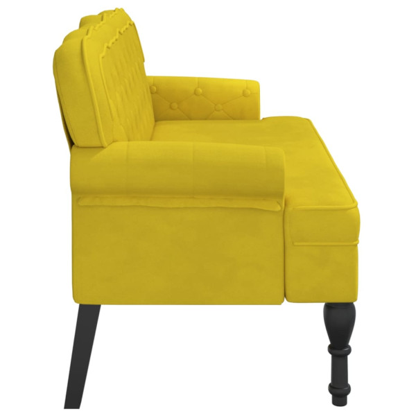 Banco con respaldo terciopelo amarillo 119.5x64.5x75 cm M 4