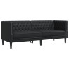 Sofá Chesterfield de 3 plazas cuero artificial negro 2