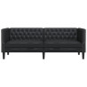 Sofá Chesterfield de 3 plazas cuero artificial negro 1