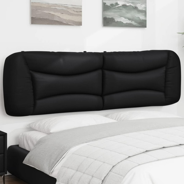 Cabecero de cama acolchado cuero sintético negro 183 cm D