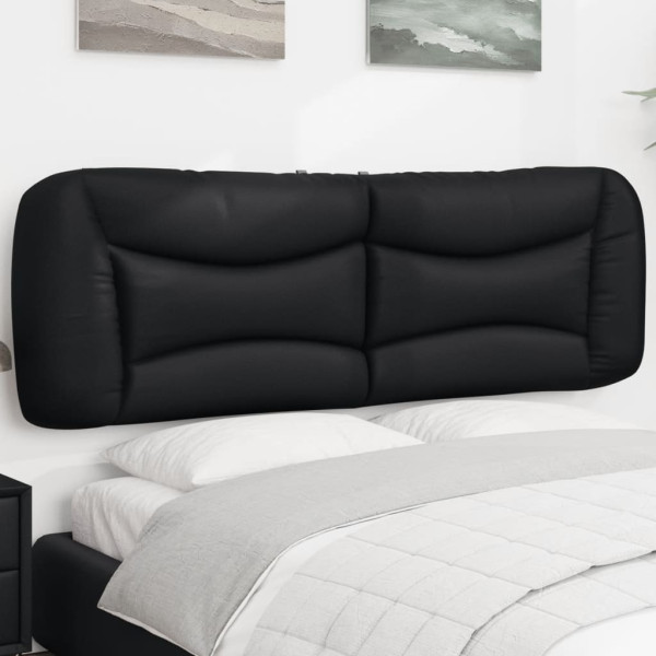Cabecero de cama acolchado cuero sintético negro 152 cm D