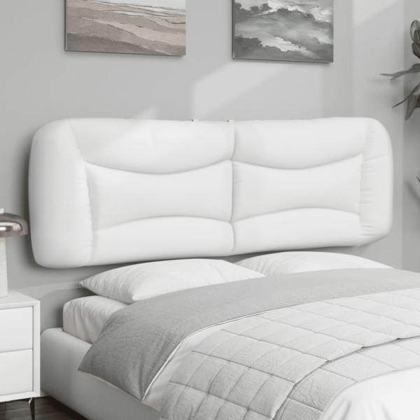 Cabecero de cama acolchado cuero sintético blanco 152 cm M 4
