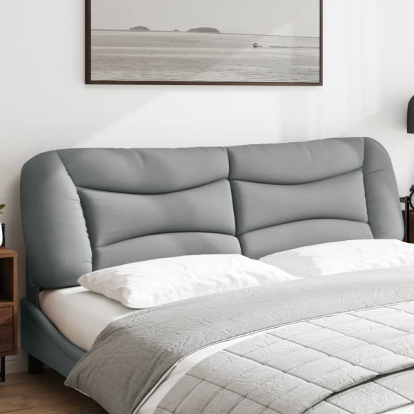 Cabecero de cama acolchado tela gris claro 193 cm M 4