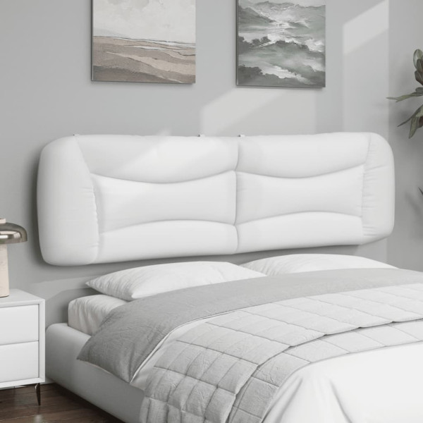 Cabecero de cama acolchado cuero sintético blanco 193 cm M 4