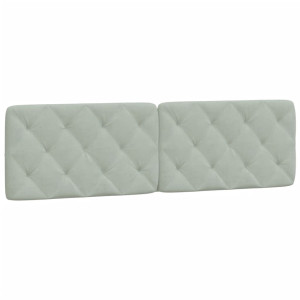 Cabecero de cama acolchado terciopelo gris claro 183 cm H