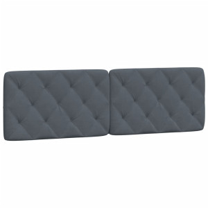 Cabecero de cama acolchado terciopelo gris oscuro 152 cm H