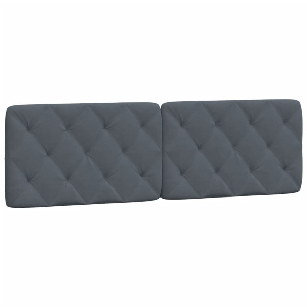 Cabecero de cama acolchado terciopelo gris oscuro 152 cm M 2
