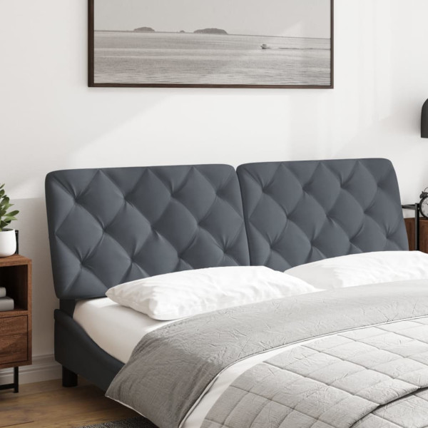 Cabecero de cama acolchado terciopelo gris oscuro 152 cm M 3