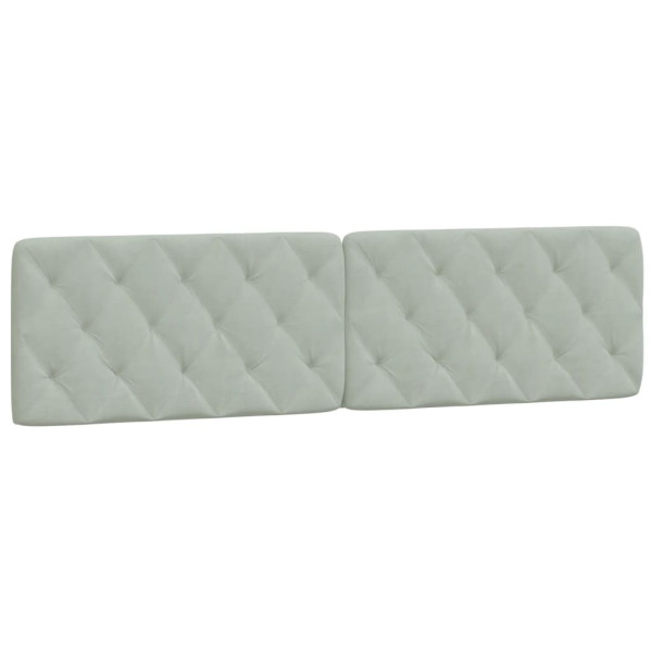 Cabecero de cama acolchado terciopelo gris claro 193 cm M 2