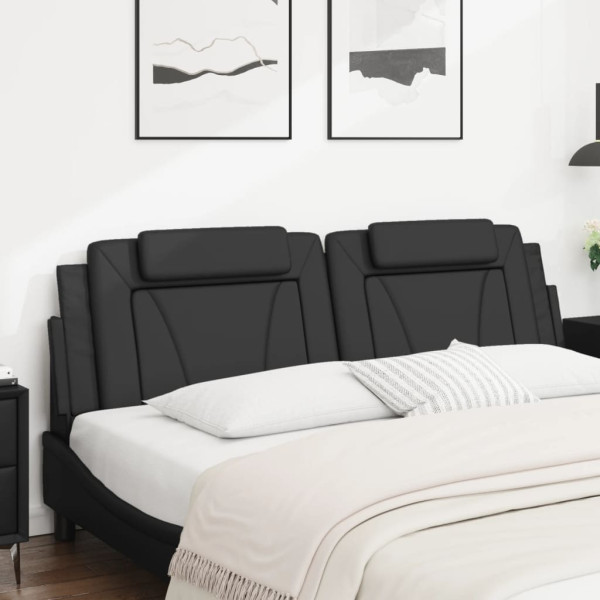 Cabecero de cama acolchado cuero sintético negro 183 cm M 3