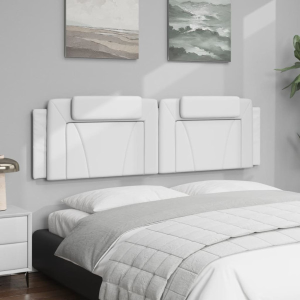 Cabecero de cama acolchado cuero sintético blanco 183 cm M 4