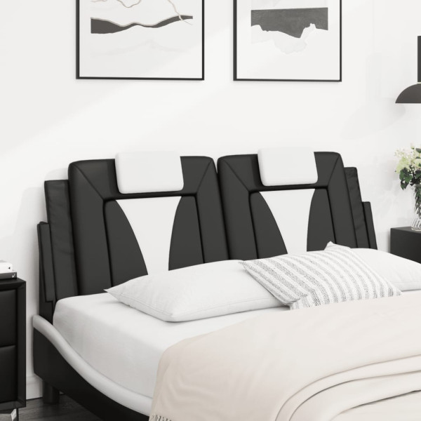Cabecero de cama acolchado cuero sintético negro blanco 152 cm M 3