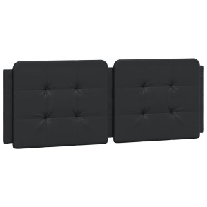 Cabecero de cama acolchado cuero sintético negro 137 cm H