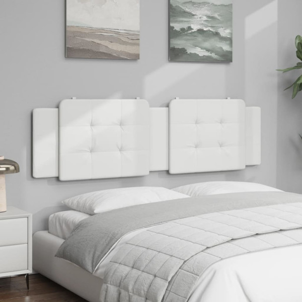 Cabecero de cama acolchado cuero sintético blanco 183 cm M 3