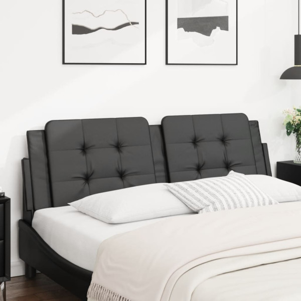 Cabecero de cama acolchado cuero sintético negro 152 cm D