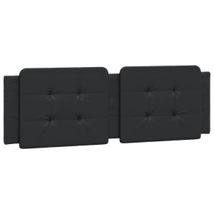 Cabecero de cama acolchado cuero sintético negro 152 cm H