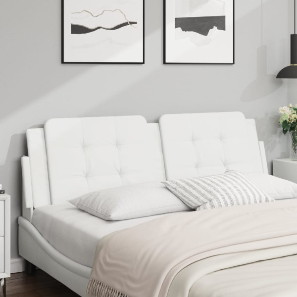 Cabecero de cama acolchado cuero sintético blanco 152 cm D