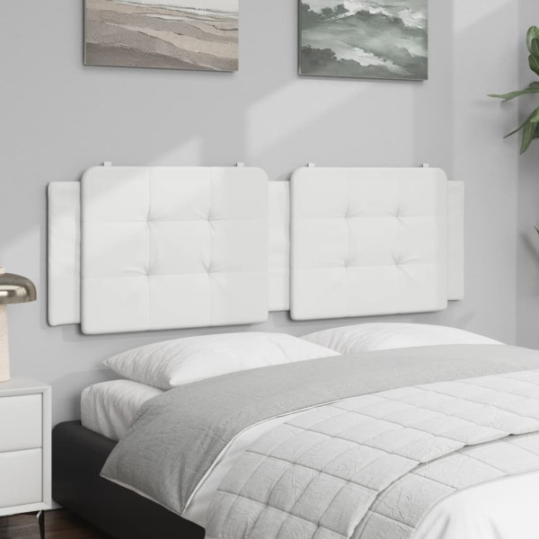 Cabecero de cama acolchado cuero sintético blanco 152 cm M 3