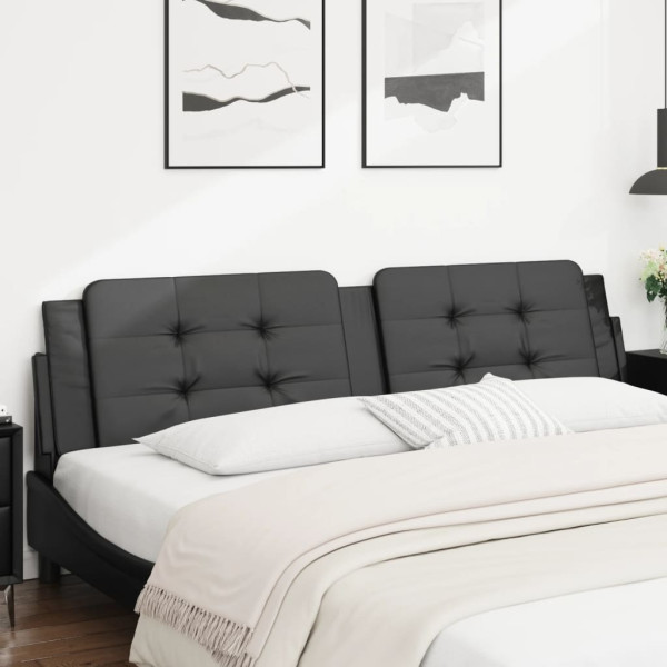 Cabecero de cama acolchado cuero sintético negro 193 cm D