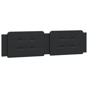 Cabecero de cama acolchado cuero sintético negro 193 cm H