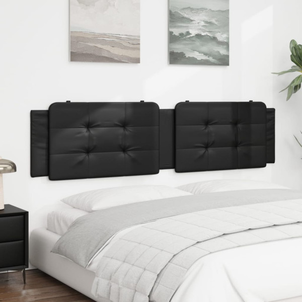 Cabecero de cama acolchado cuero sintético negro 193 cm M 3