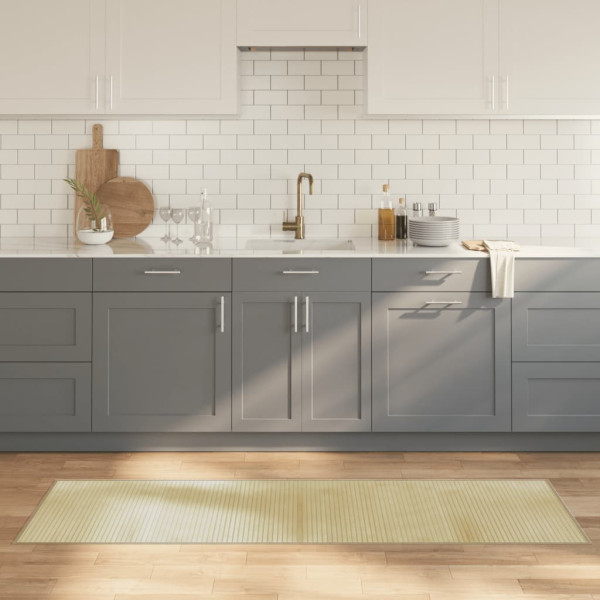 Alfombra rectangular bambú color natural claro 60x200 cm D