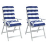 Cojines silla respaldo bajo 2 uds tela Oxford rayas azul blanco 4