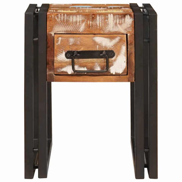 Mesa auxiliar 30 x 30 x 40 cm Madera recuperada maciza y metal M 5