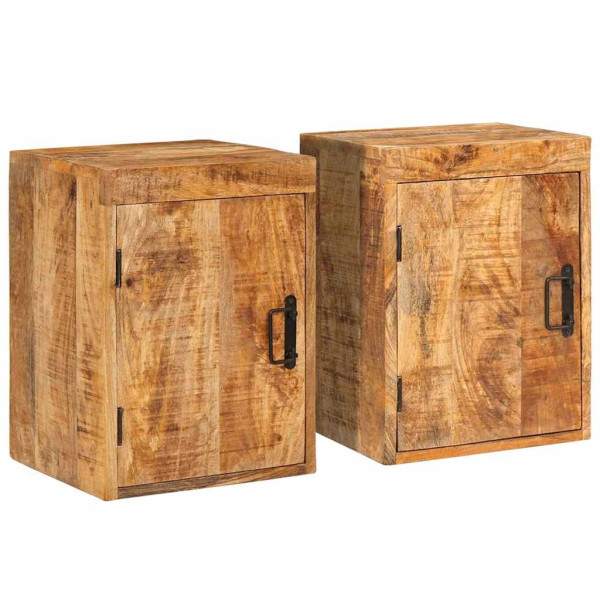 Mesa de Noche 2 pcs Marrón Madera de mango maciza D