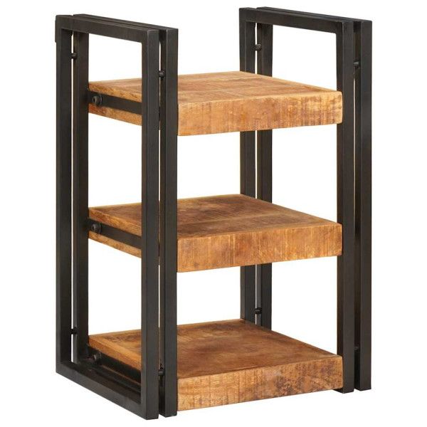 Mesa de Noche Marrón y negro Madera de mango maciza D