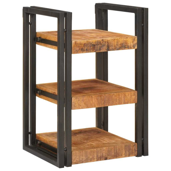 Mesa de Noche 2 pcs Marrón y negro Madera de mango maciza M 3