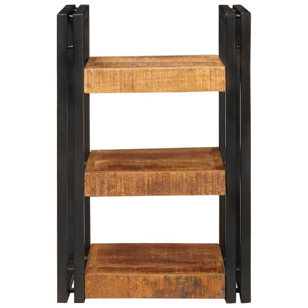 Mesa de Noche 2 pcs Marrón y negro Madera de mango maciza M 5