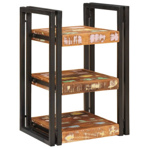Mesa de Noche 2 pcs Marrón y negro madera sólida recuperada H