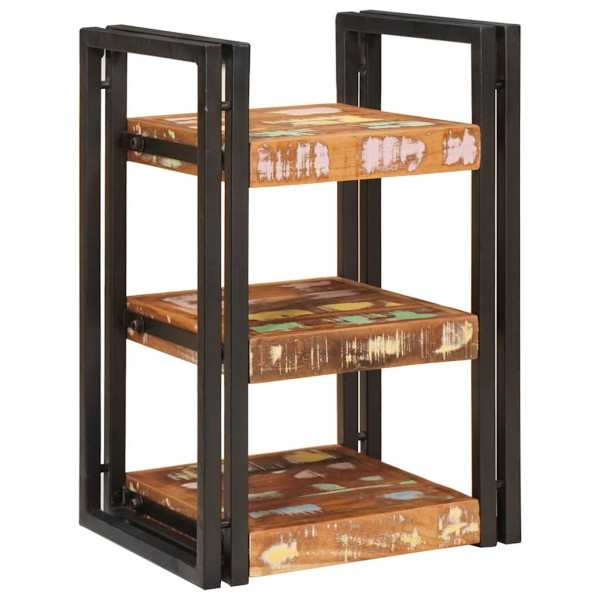 Mesa de Noche 2 pcs Marrón y negro madera sólida recuperada M 2