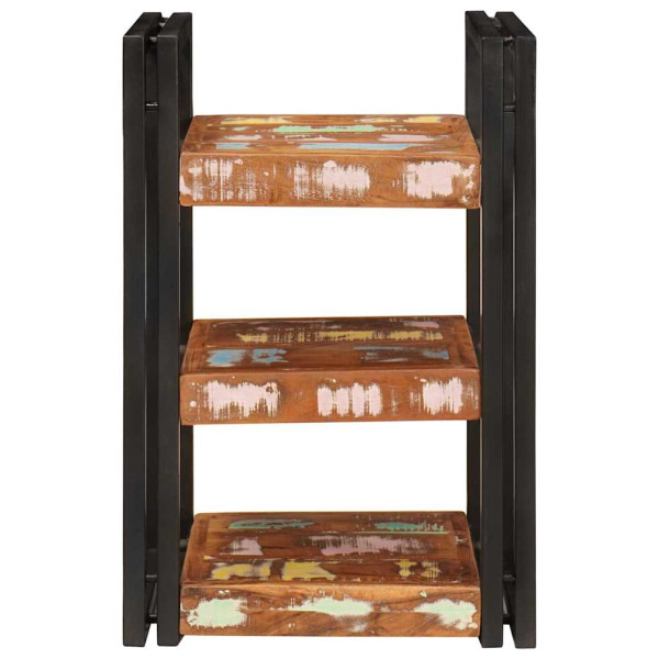 Mesa de Noche 2 pcs Marrón y negro madera sólida recuperada M 4