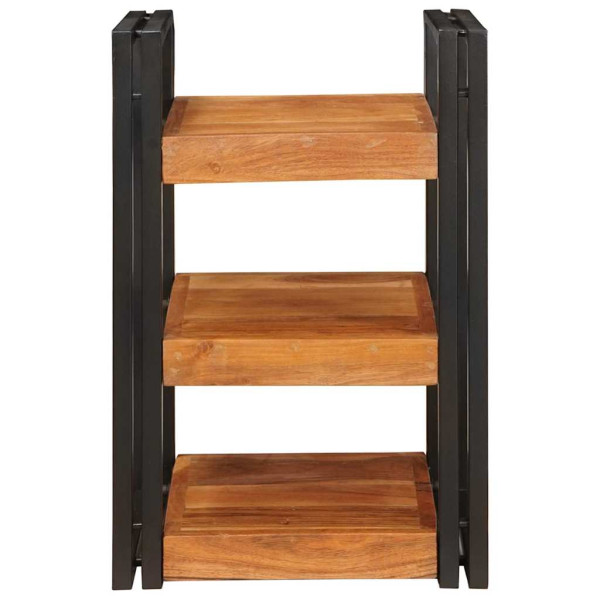 Mesa de Noche Marrón y negro Madera Sólida de Acacia M 4