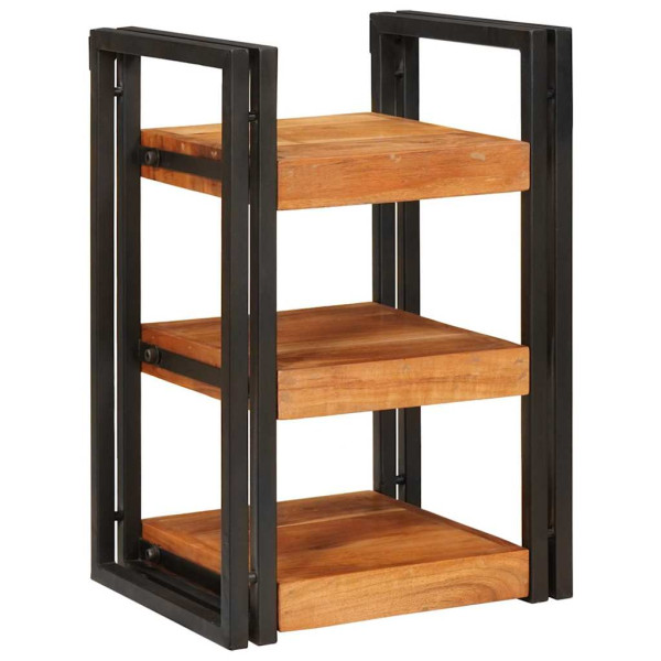 Mesa de Noche 2 pcs Marrón y negro Madera Sólida de Acacia M 2
