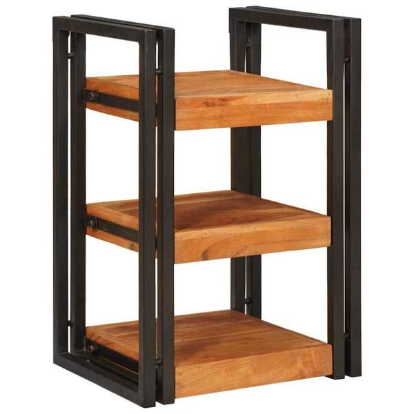 Mesa de Noche 2 pcs Marrón y negro Madera Sólida de Acacia M 3